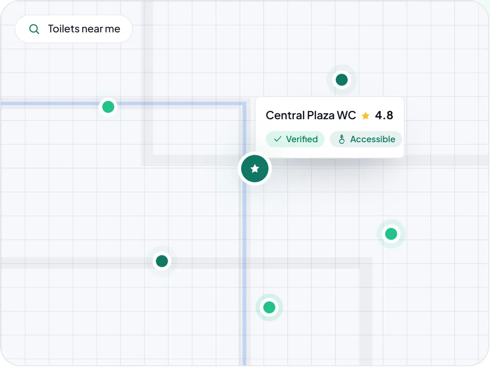 FlushMaps map with a verified, rated toilet